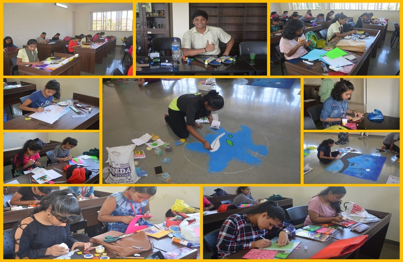 Students displaying their hidden talents on off stage events such as, Greeting Card Making Competition, Rangoli Competiton, Best out of Waste Competition